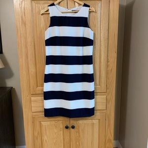 Navy and white striped dress